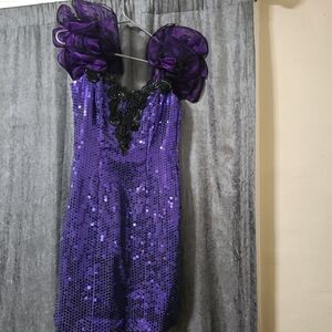Loralie 1991 Vintage Purple Black Formal Dress Size 8
